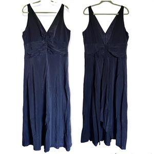 Talbots 100% Silk Formal Dress Sleeveless Navy Blue Size 20